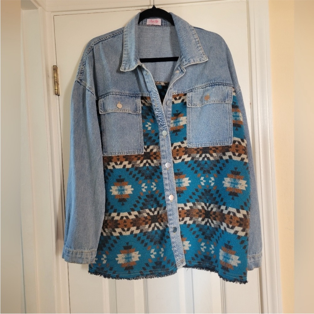 Aztec pattern denim jacket - Picture 7 of 11